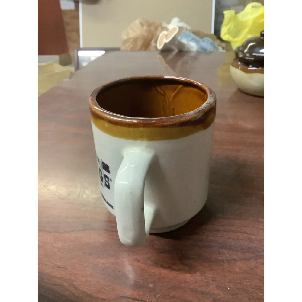 Six Flags Vintage Coffee Mug 1970’s Tea Cup Brown Glaze 4”